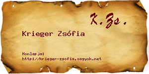 Krieger Zsófia névjegykártya